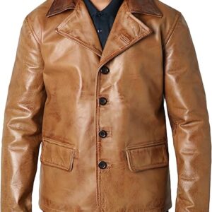 Men’s Brown Genuine Real Cowhide Coat Jacket | Brown Cowhide Leather Jacket