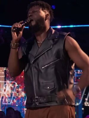 Moses G The Voice S29 Black Leather Vest Front View