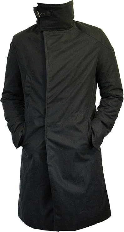 Blade Runner 2049 Men's Ryan Gosling Black Cotton Trench Long Coat With Shearling Fur - Image 2
