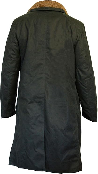 Blade Runner 2049 Men's Ryan Gosling Black Cotton Trench Long Coat With Shearling Fur - Image 3