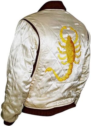 mens drive movie satin bomber jacket side view