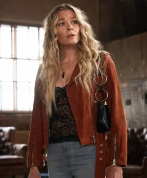9-1-1 Nashville Dixie Bennings Brown Suede Biker Jacket
