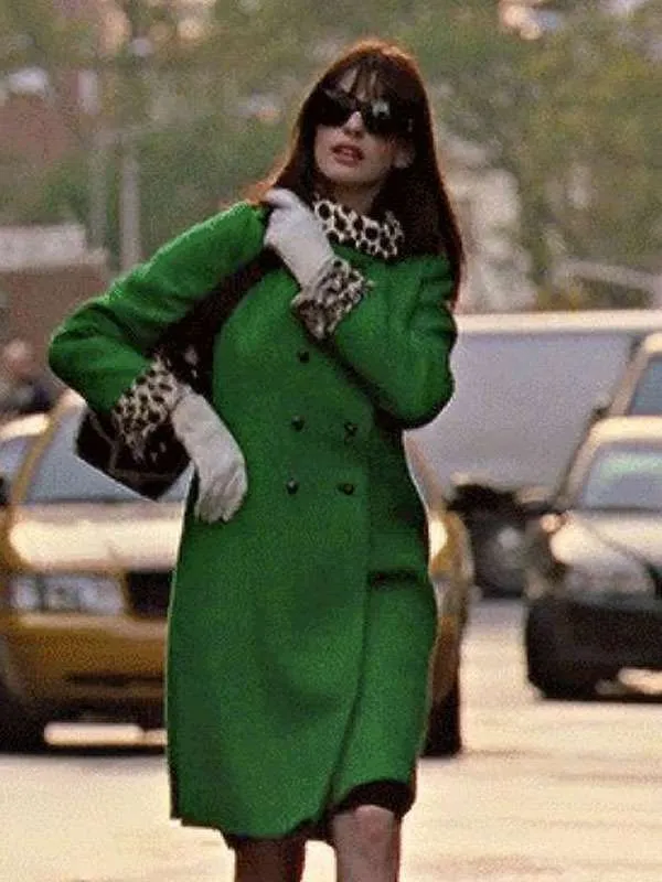 Anne Hathaway The Devil Wears Prada Green Coat - Image 2