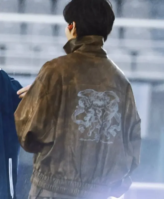 Arirang Goyang Event Kim Taehyung Brown Leather Jacket - Image 2