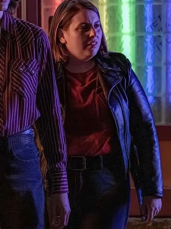 Beanie Feldstein Drive Away Dolls Black Leather Jacket - Image 2