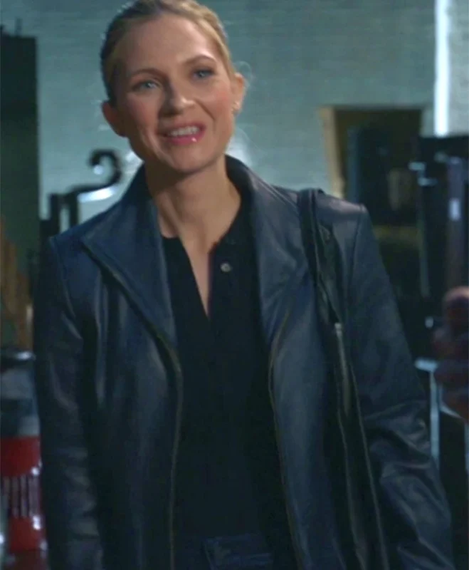 Eddie Janko Blue Bloods S14 Navy Leather Blazer