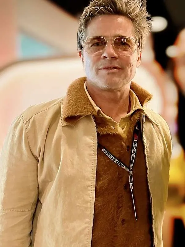 F1 Brad Pitt Yellow Cotton Jacket - Image 2