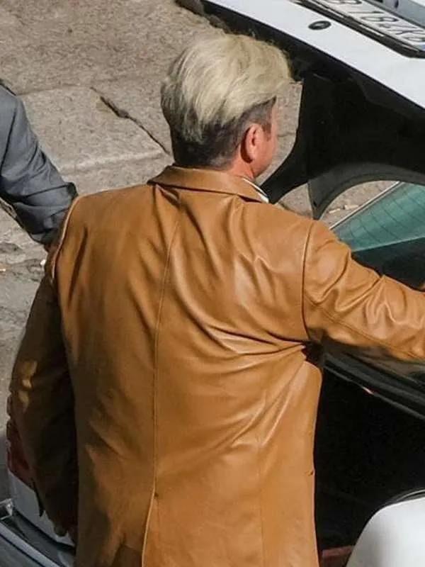 Gerard Butler In the Hand of Dante 2025 Brown Leather Blazer - Image 3