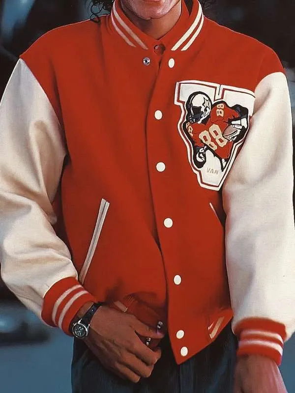 Jaafar Jackson Michael 2025 Red Varsity Jacket - Image 3