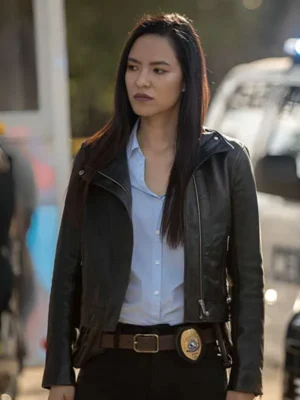 Jessica Matten Tribal Black Leather Jacket