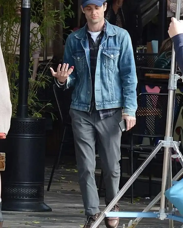 You Penn Badgley Blue Trucker Jacket - Image 2