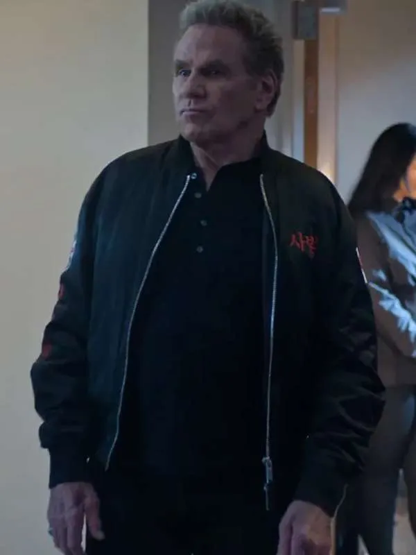 John Kreese Cobra Kai S06 Black Bomber Jacket - Image 2