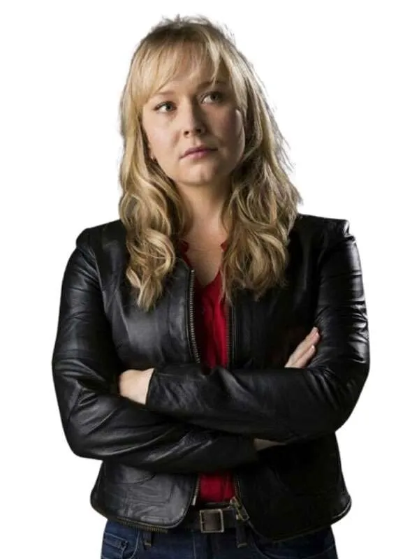 Kristin Sims The Brokenwood Mysteries Black Leather Jacket - Image 2