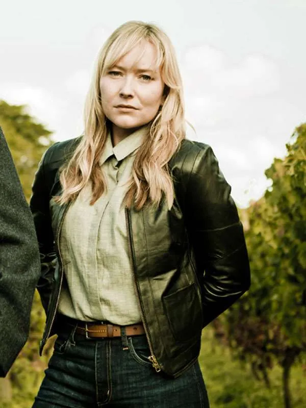 Kristin Sims The Brokenwood Mysteries Black Leather Jacket - Image 4