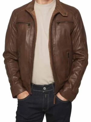 Men Brown Vintage Cafe Racer Motorcycle Jacket