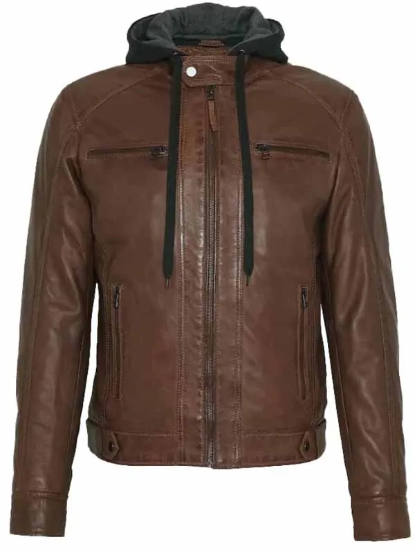 Men Brown Vintage Cafe Racer Motorcycle Jacket - Image 2