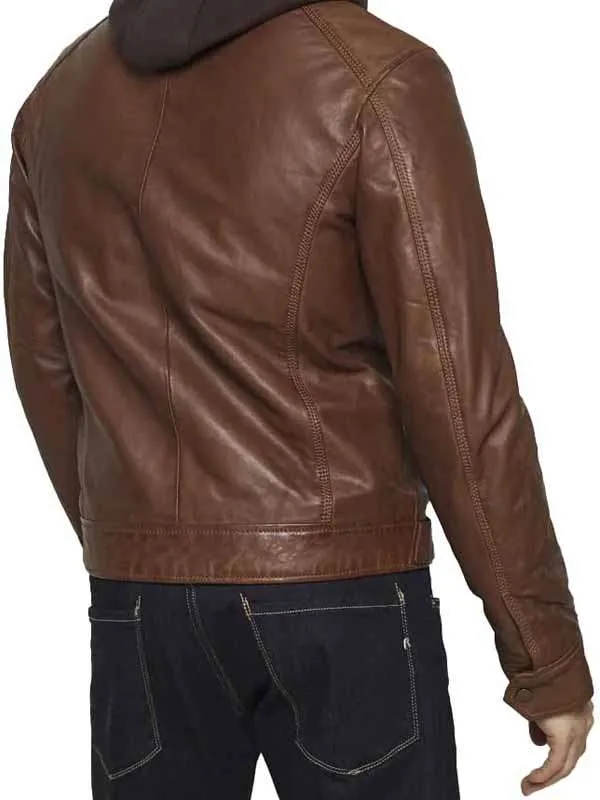 Men Brown Vintage Cafe Racer Motorcycle Jacket - Image 3