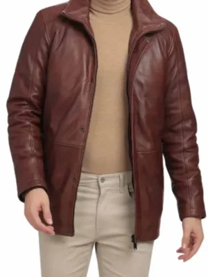 Men’s Casual Brown Real Leather Car Coat