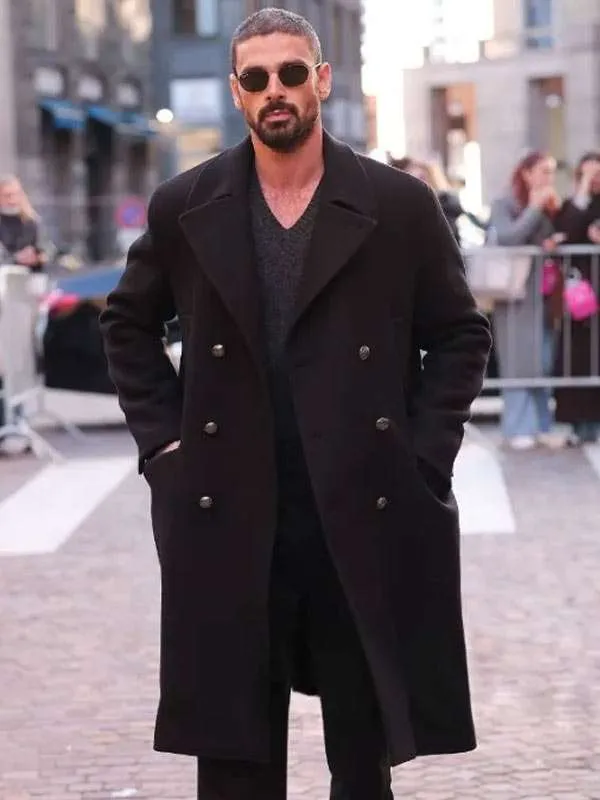 Michele Morrone Black Wool Coat