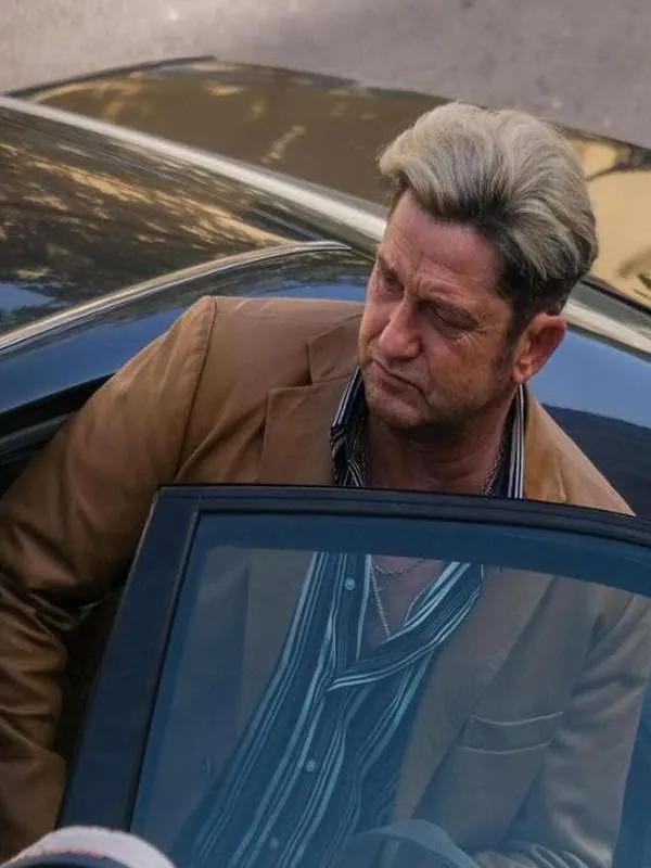 Gerard Butler In the Hand of Dante 2025 Brown Leather Blazer - Image 2
