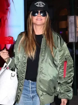 Heidi Klum Green Bomber Jacket Front View