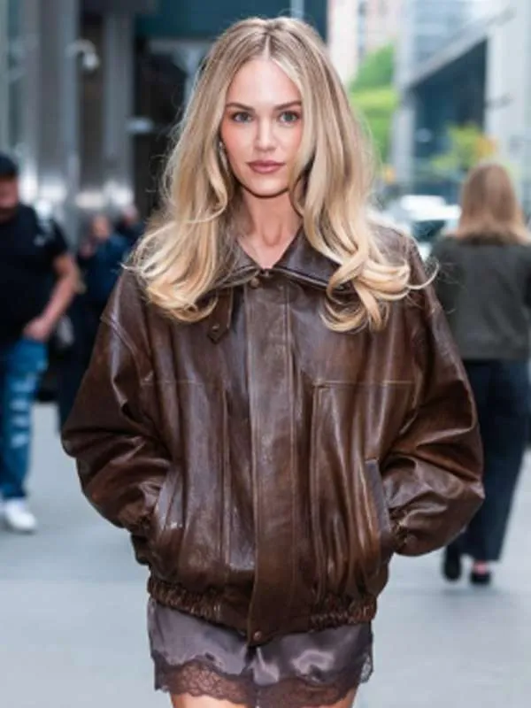NYC Michelle Randolph Brown Leather Jacket