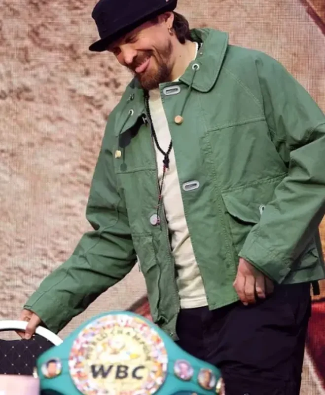 Oleksandr Usyk Press Conference 2026 Green Jacket - Image 2