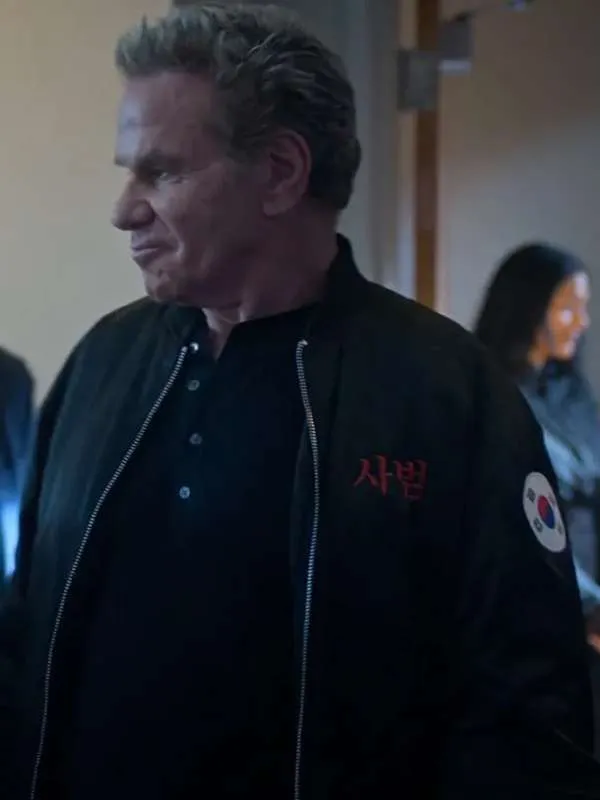 John Kreese Cobra Kai S06 Black Bomber Jacket - Image 4