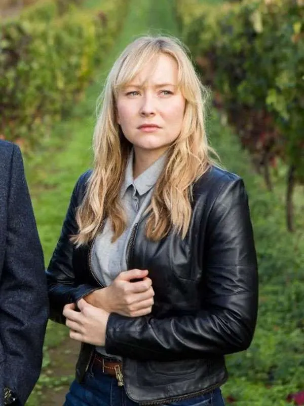 Kristin Sims The Brokenwood Mysteries Black Leather Jacket