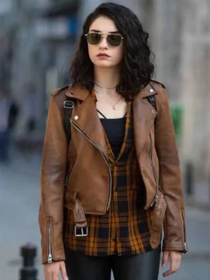 Hazar Ergüçlü The Protector Brown Leather Jacket