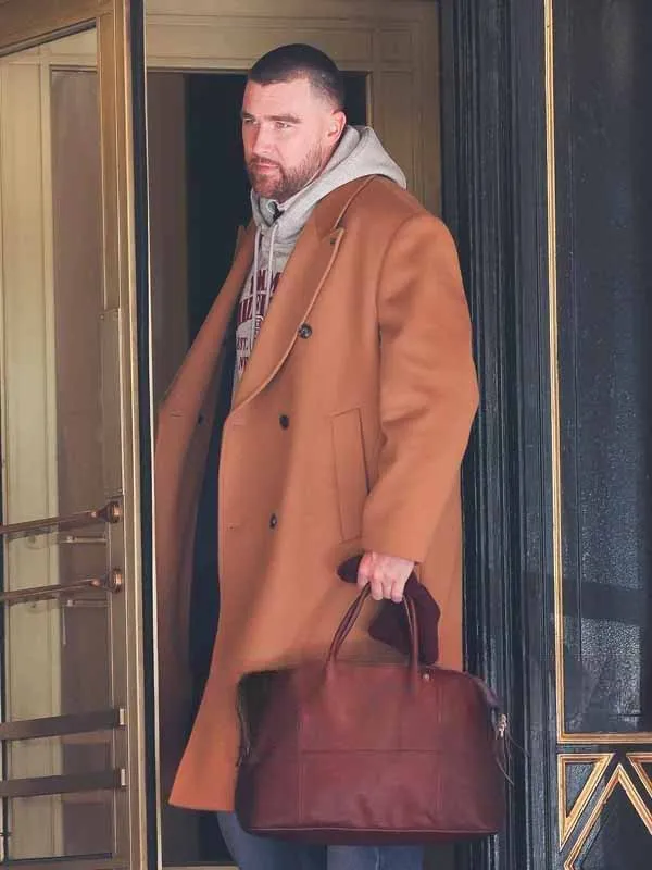 Travis Kelce NYC Brown Trench Coat - Image 3