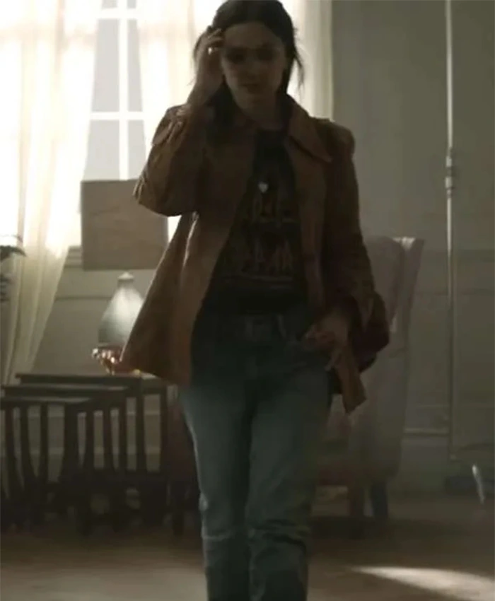 You S04 Amy-Leigh Hickman Brown Leather Jacket - Image 2