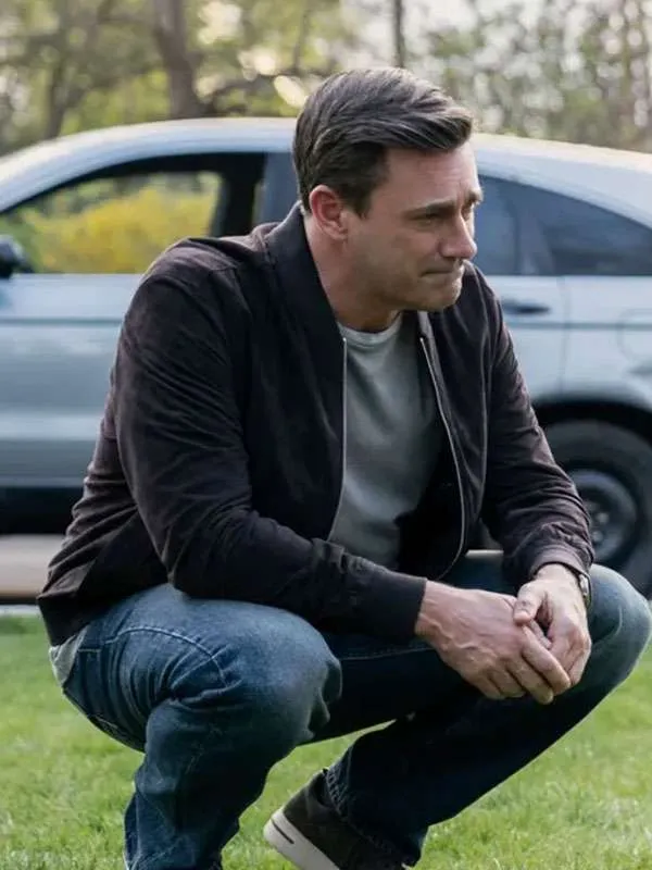Andrew Cooper Your Friends and Neighbors Brown Bomber Jacket