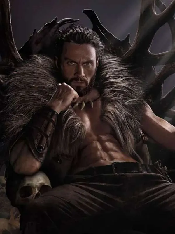 Aaron Taylor-Johnson Kraven the Hunter 2024 Brown Fur Vest - Image 2