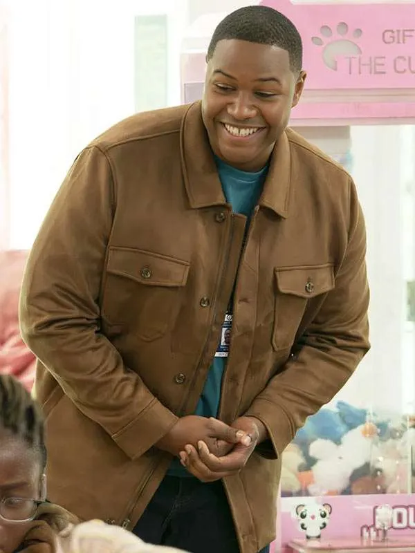 Luke Tennie Abbott Elementary S05 Brown Leather Jacket - Image 2
