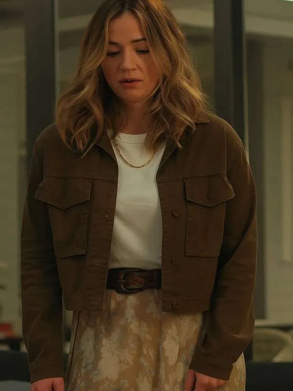 Abby Elliott All Her Fault Brown Jacket