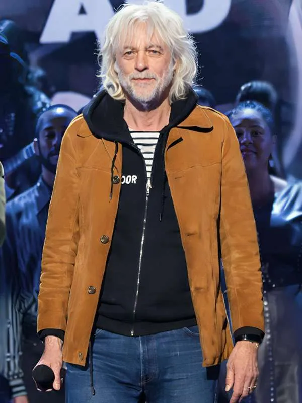 Bob Geldof Royal Variety Brown Leather Jacket