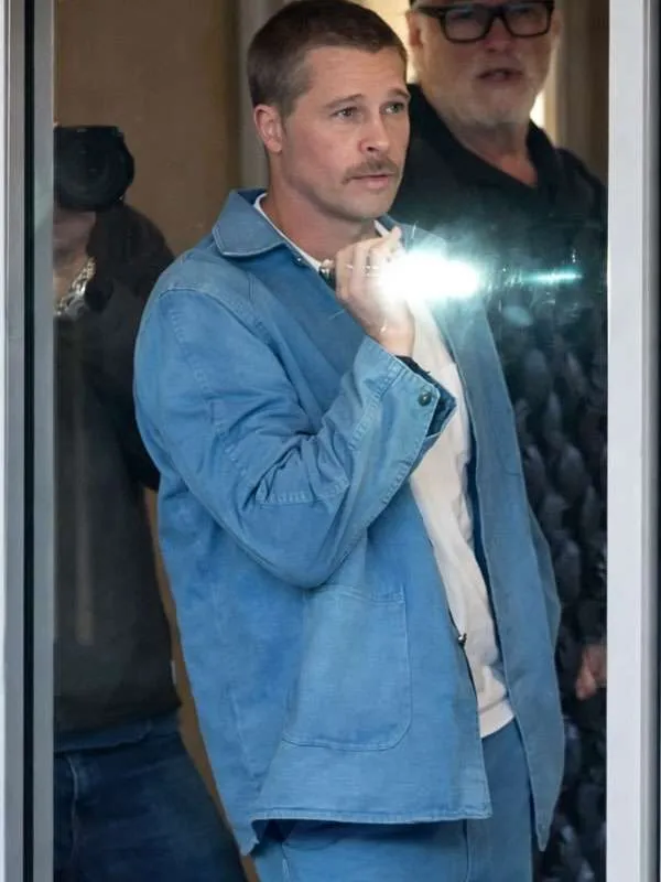 Brad Pitt The Adventures of Cliff Booth Blue Jacket - Image 2