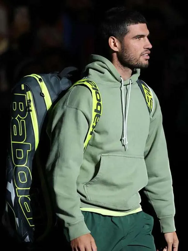 Carlos Alcaraz A Racquet At The Rock Green Hoodie