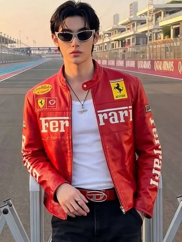 Red Ferrari Wonho Leather Jacket