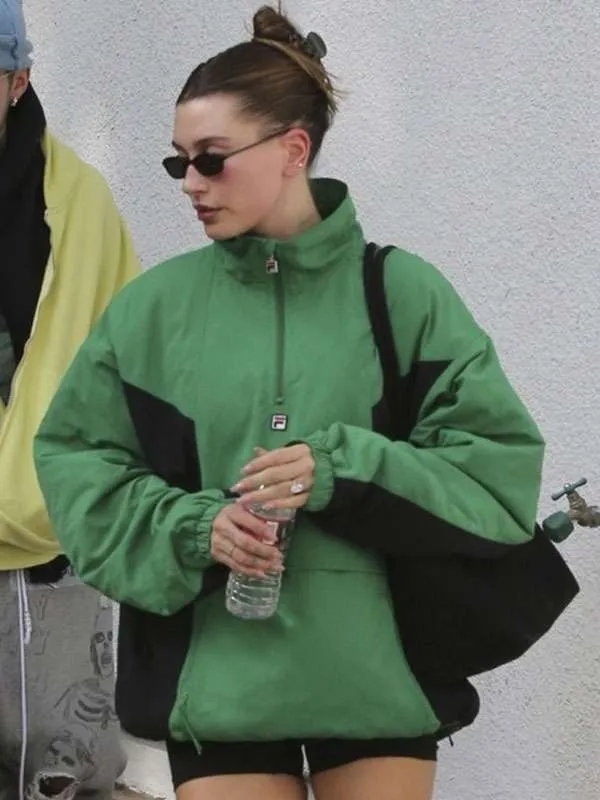 Hailey Bieber Green Anorak Jacket - Image 4