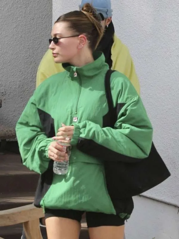 Hailey Bieber Green Anorak Jacket - Image 2