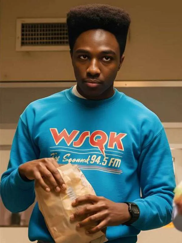 Lucas Sinclair Stranger Things S05 Blue Sweatshirt