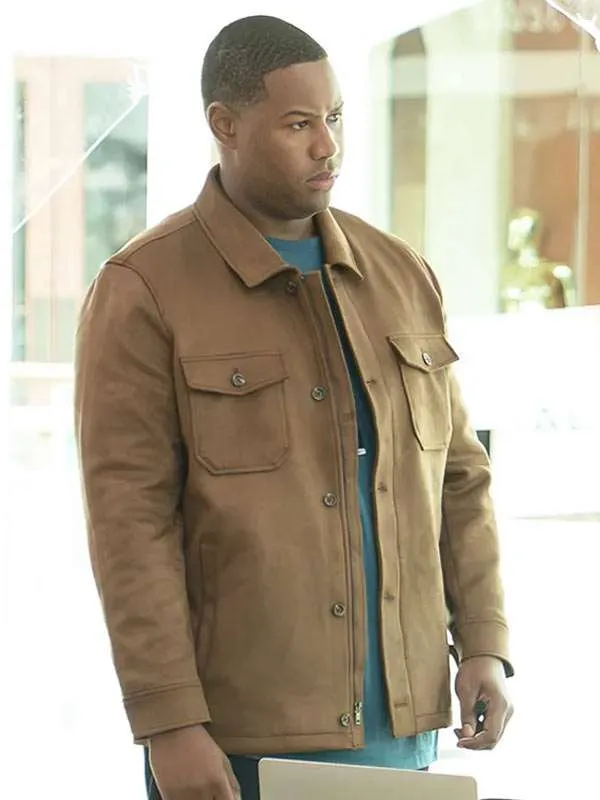 Luke Tennie Abbott Elementary S05 Brown Leather Jacket