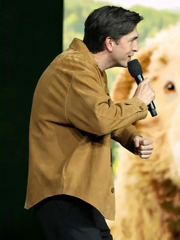 Nicholas Braun CinemaCon Brown Leather Jacket - Image 4