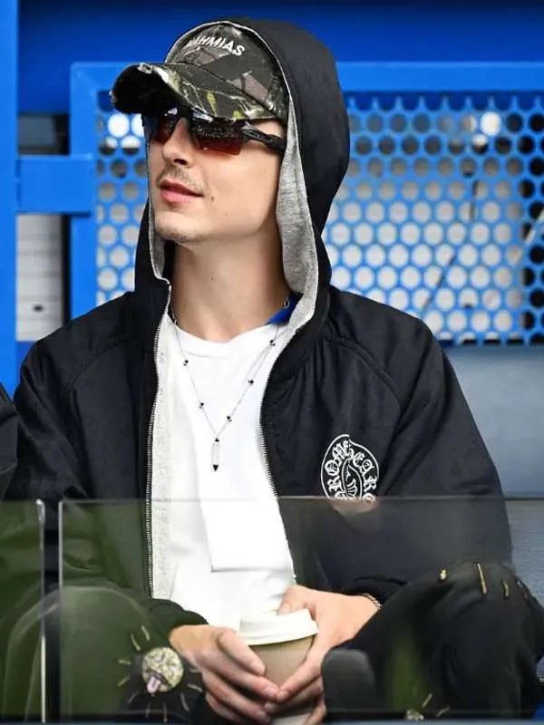 Timothee Chalamet Premier League Match Black Hoodie - Image 2