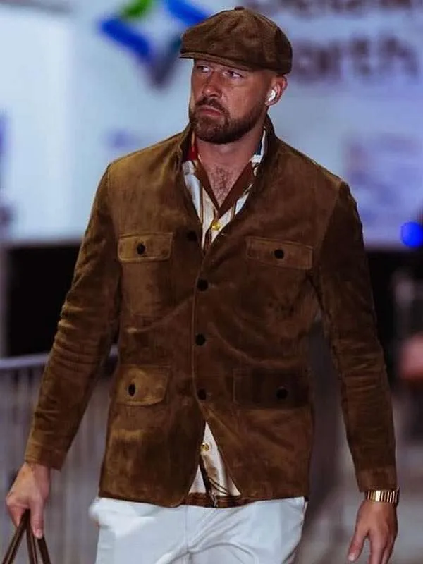 Travis Kelce Suede Leather Jacket