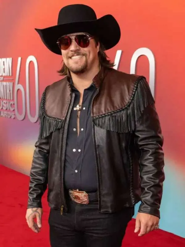 Gavin Adcock ACM Awards 2025 Fringe Leather Jacket