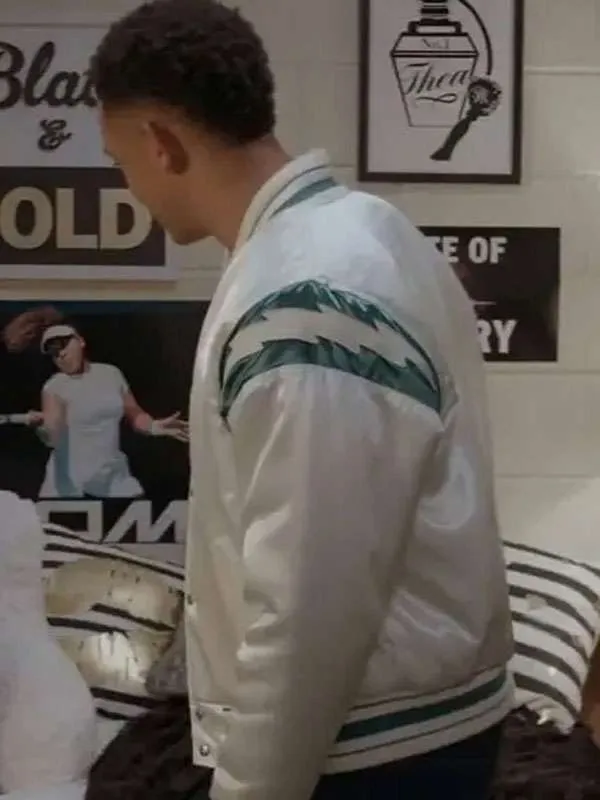 Damon Sims All American Homecoming White Bomber Jacket - Image 4
