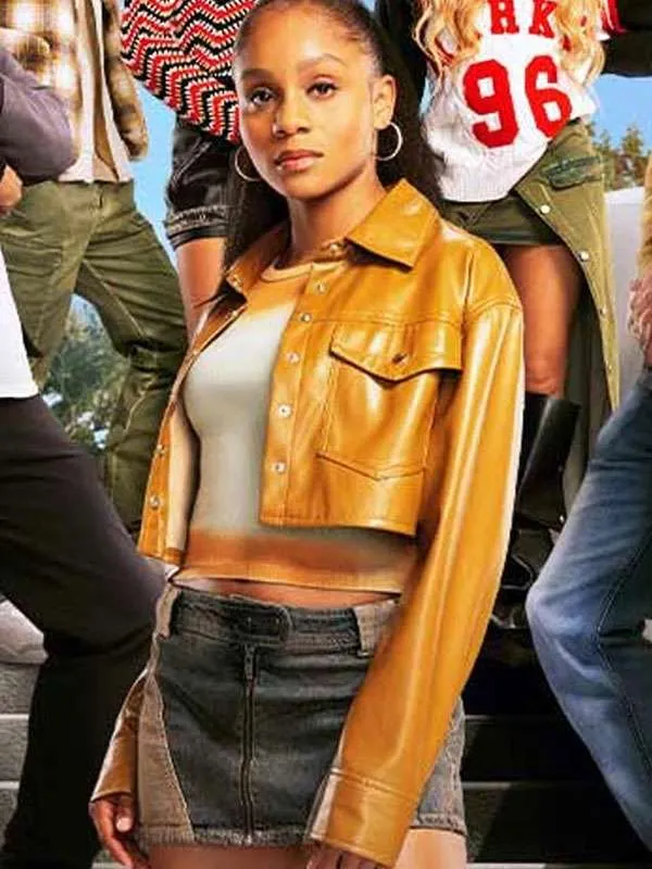 Simone Hicks All American Homecoming Brown Leather Jacket - Image 3